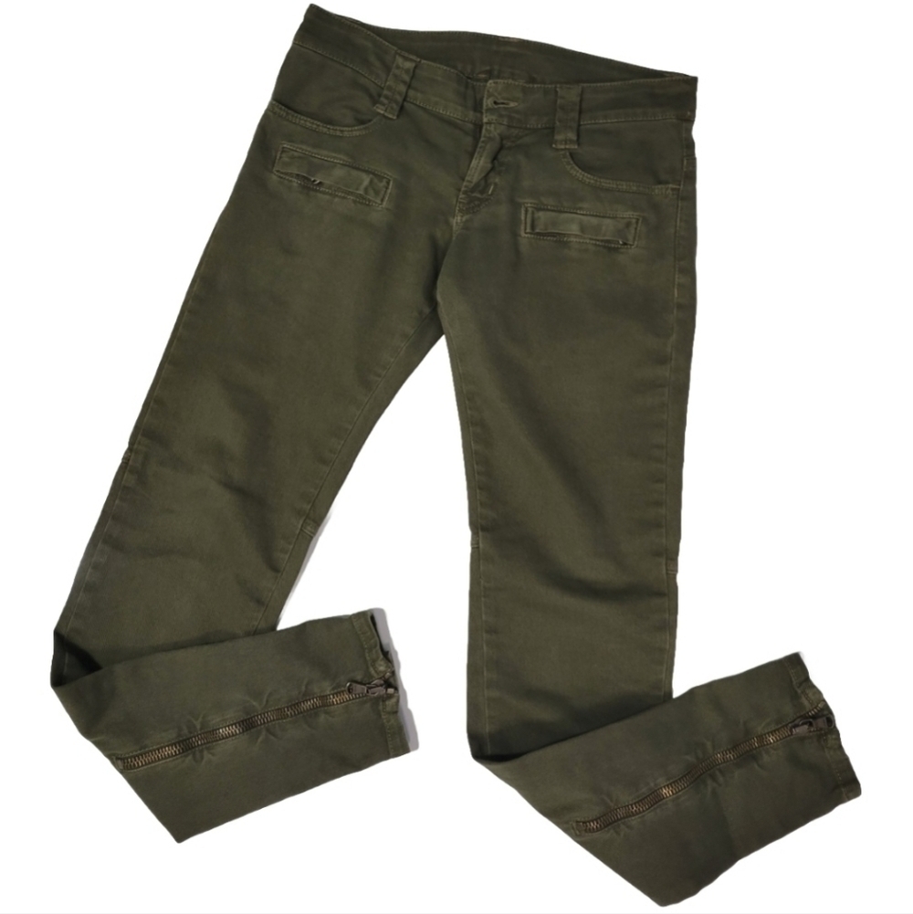 Iceberg Women's Low-rise Ankle Zip Biker Jeans 26 in Green
